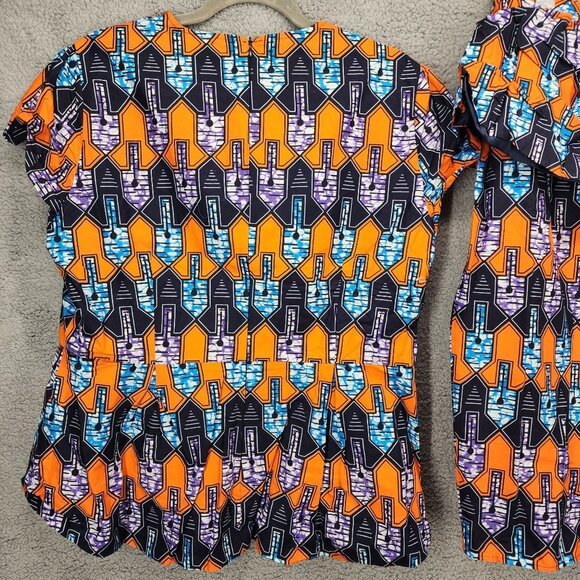 Vibrant Orange and Blue Patterned Skirt - Picture 5 of 16